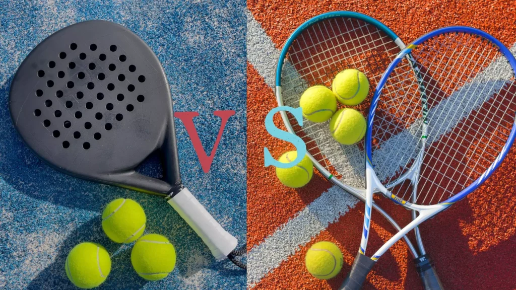 Racchetta da padel e da tennis con palline su campi diversi. Differenze tra tennis e padel e prevenzione infortuni a Cuneo e Mondovì.